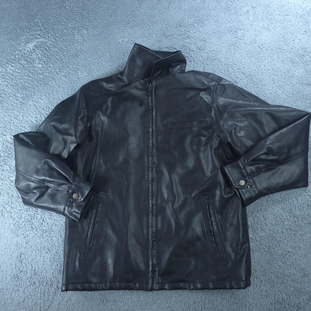 Arizona Jean Company Jacket Boys Large 14/16 Black Faux Leather Zip Lined Winter